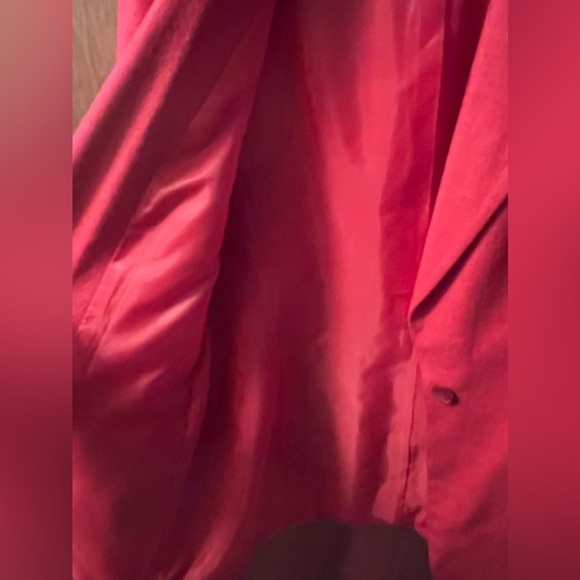 Hillary Charles Sz 8 Coral 100% Silk Button Front Jacket Blazer Lined - Picture 5 of 5